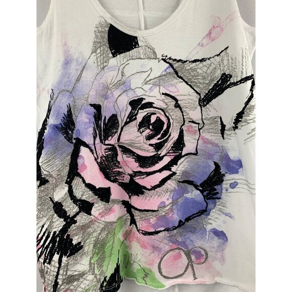 Op Womens S White Tank Top With Floral Abstract Design - Picture 4 of 4